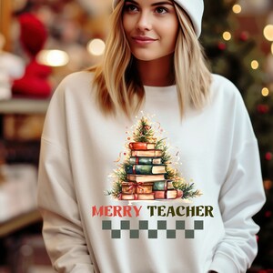 Teachers Christmas Gift, Christmas Book Tree Shirt, Christmas Gift, Book Lovers Holiday Sweaters Bookworm Christmas Shirt, Gift For Teachers