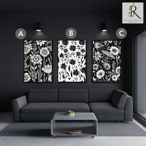 Boho Floral Canvas Wall Art Set: Modern Botanical Prints