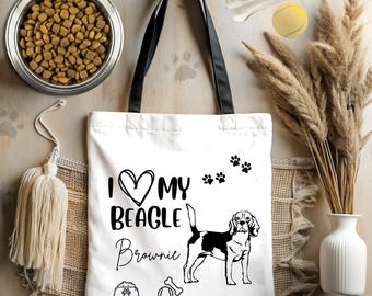 Beagle Lover Tote Bag, Beagle Owner Gift, Cute Dog Mom Gift, Animal Lover Tote, Personalized Pet Bag, Custom Dog Tote