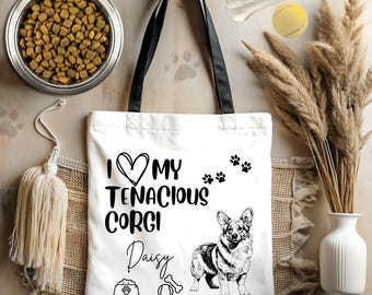 Corgi Lover Tote Bag, Corgi Owner Gift, Welsh Corgi Owner, Cute Dog Mom Gift, Animal Lover Tote, Personalized Pet Bag, Custom Dog Tote