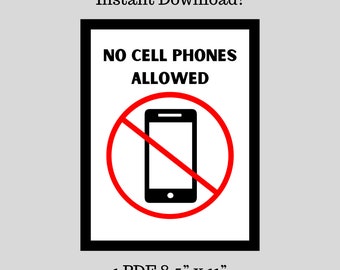 No Cell Phone Sign: Printable 8.5x11 PDF & PNG (Instant Download)