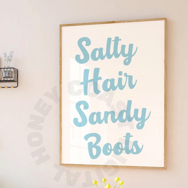 Coastal Cowgirl Digital Prints, Trendy Salty Hair Sandy Boots Print Blue, West Large Printable Poster, Long Live Cowgirl Horseshoe Wall Art