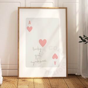 Trendy Lucky Girl Syndrome Playing Card Digital Print In Pink, Coastal Cowgirl Wall Art, West Printable Poster, Southern Cowgirl Wall Art