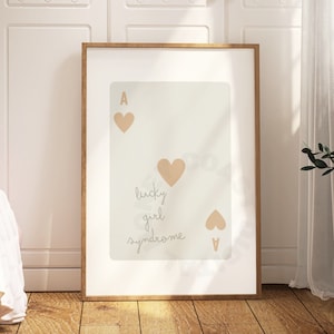 Trendy Lucky Girl Syndrome Playing Card Digital Print In Beige, Coastal Cowgirl Wall Art, West Printable Poster, Southern Cowgirl Wall Art