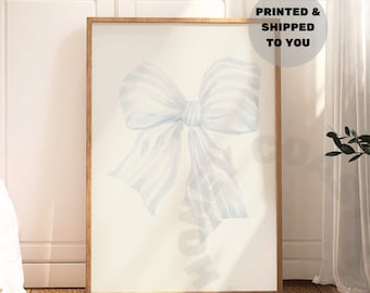 Coastal Granddaughter Vintage Hair Bow Print, Coastal Cowgirl Aesthetic Watercolor Retro Wall Art, Coastal Blue Granddaughter Poster, Dorm