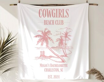 Personalized Coastal Cowgirl Bachelorette Banner, Trendy Custom Tapestry, Beach Party Decor, Western  Party Sign, Coastal Birthday Banner