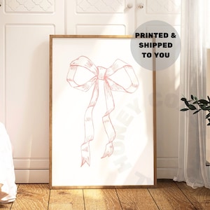 Plakat z kokardą do włosów w stylu vintage w stylu nadmorskiej babci, estetyczna akwarela w stylu retro w stylu nadmorskiej kowbojki, dekoracja w stylu nadmorskiej różowej wnuczki, college