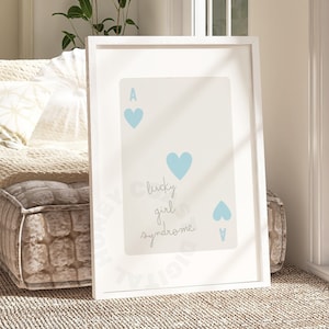 Coastal Cowgirl Digital Prints, Trendy Lucky Girl Syndrome Playing Card Print In Blue, West Printable Poster, Southern Cowgirl Wall Art