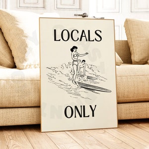 Tylko lokalne Typografia Cyfrowy wydruk w kolorze czarnym vintage, modny plakat do druku retro nadmorski kowboj, dekoracja ścienna w stylu vintage western, college