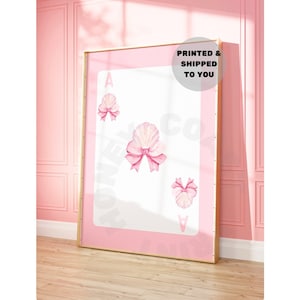 Aquarell Muschel und rosa Schleife Spielkarte Druck, Trendy Küsten Cowgirl Wand Kunst Gedruckt, Küsten Großmutter Poster, College