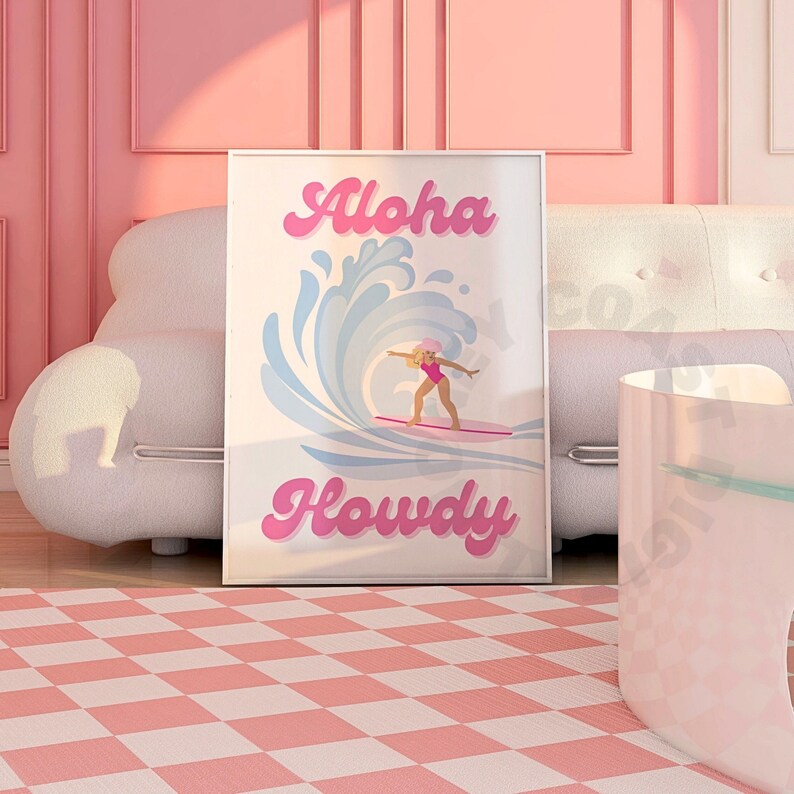 Coastal Cowgirl Poster, Trendy Aloha Howdy Print, Surfer Cowgirl Wall ...