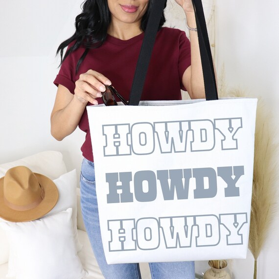 Coastal Cowgirl Howdy Bag, Cute Pastel Blue AOP Bags, Trendy  