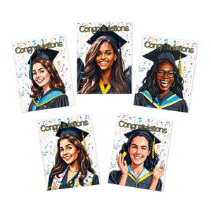 Carte de remise des diplômes personnalisée - carte de célébration - carte de voeux graduée - carte de remise des diplômes dessin animé fille
