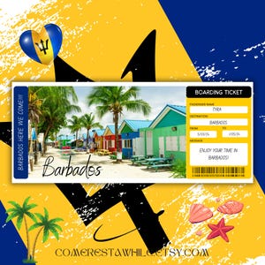 Biglietto d'imbarco personalizzato per le vacanze alle Barbados, idee regalo per le Barbados