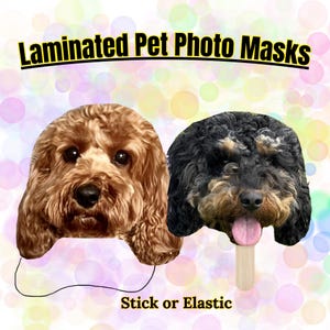Mascarillas faciales laminadas personalizadas con foto recortada para mascotas, máscara para perros y gatos, para despedidas de soltero, despedidas de soltera, accesorios de cumpleaños, accesorios para fiestas de bodas