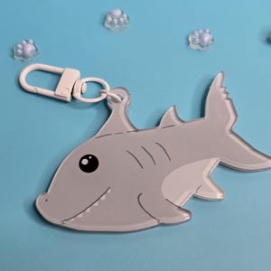 Full Bleed Acrylic Kawaii Shark Keychain Charm, Cute Ocean Animal Accessory, Funny Sea Life Bag Charm, Gift for Shark Lovers