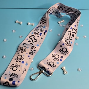 Cute Bone and Paw Prints Lanyard, 2-Inch Wide Dog Lover Accessory, Pet-Themed Badge Holder, Durable and Stylish