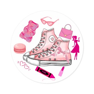 Pink Converse, and makeup Sticker