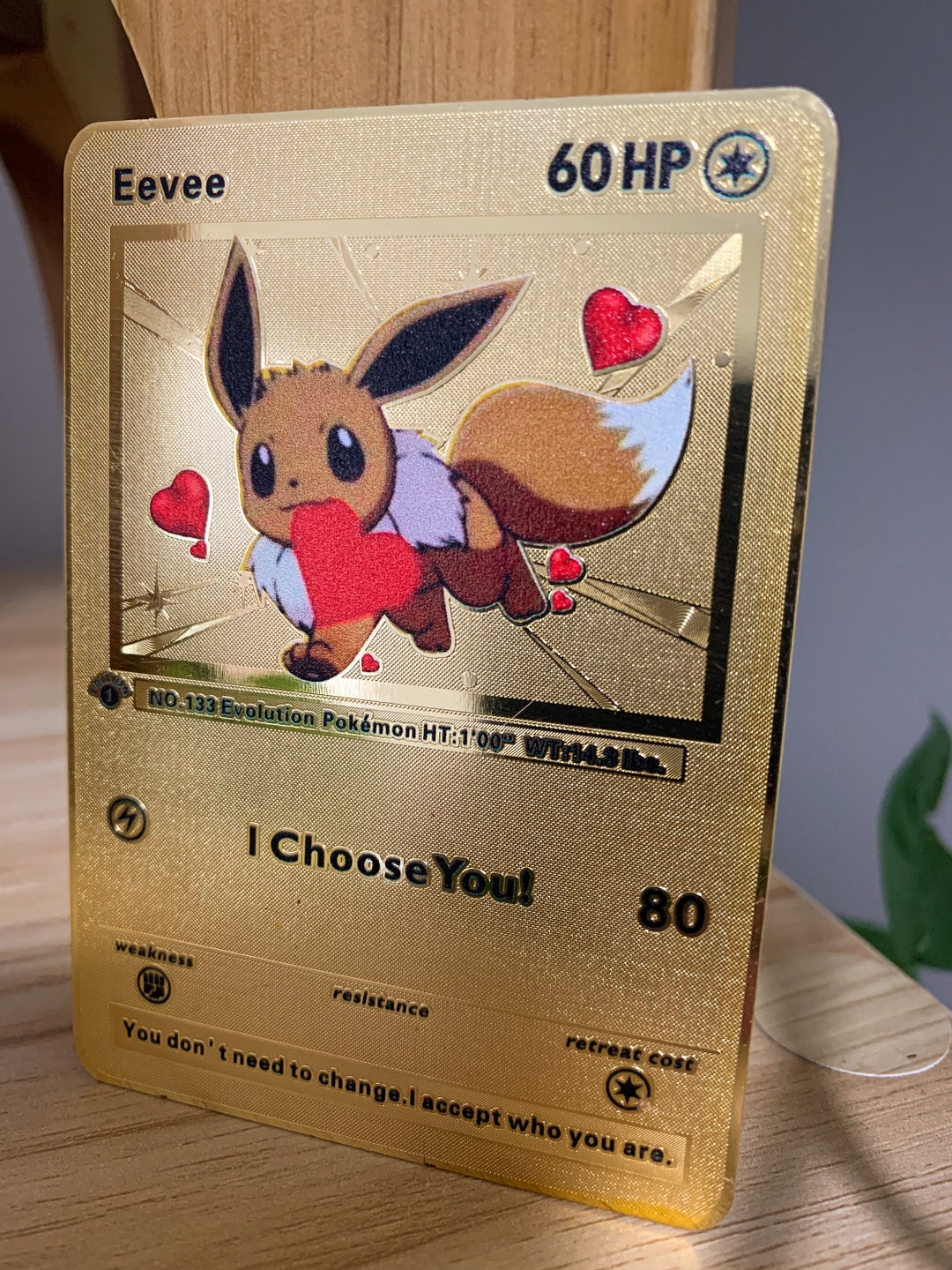 Valentines Pokémon Gold Metal Eevee Card Lover Anniversary - Etsy