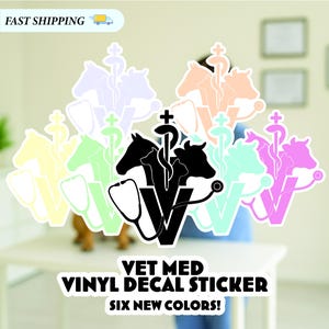 Vet Med Vinyl Decal Stickers - Mixed Animal Vet (~2&quot; x ~2&quot;) - DVM, LVT, Vet Students for Laptop, Phone, Water Bottle, Car, Flask