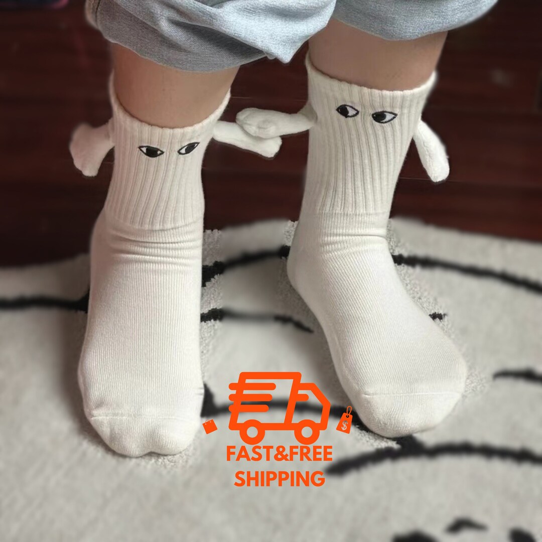 Chaussette Aimant WUMZIRA Chaussettes Magnétiques Couple - 2 Paires Main Dans La Main - Cadeau Amusant Pour Couples Chaussette Magnetique
