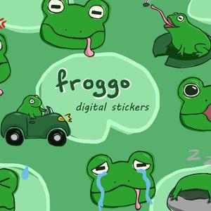 froggo digital stickers | frog stickers | emotes | diy sticker | printing | PNG