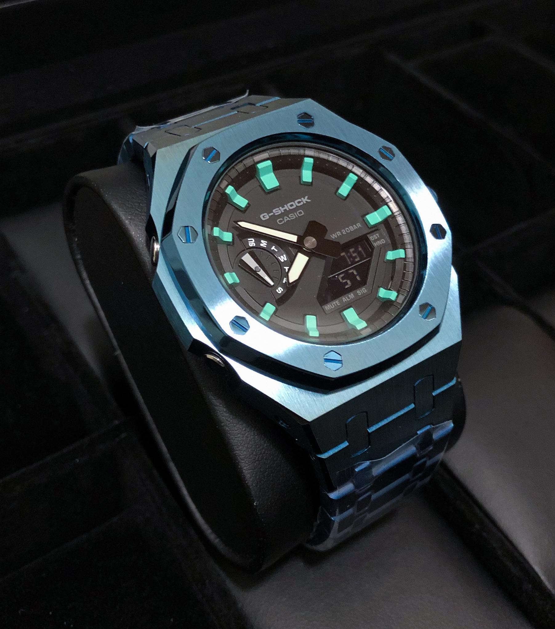Casio G-shock GA-2100 Custom Casioak Mod - Blue Stainless