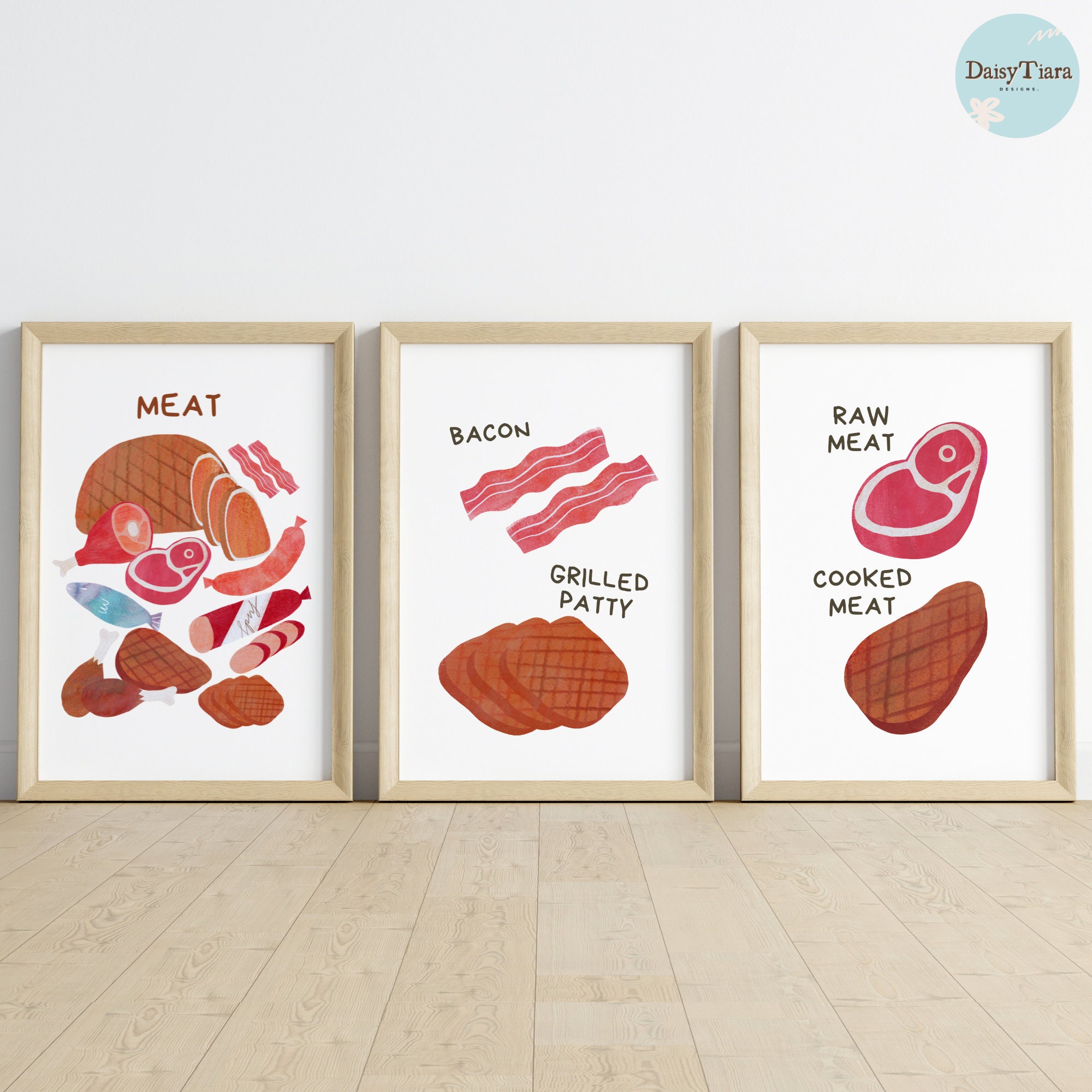 Nursery Meats Poster | Educational Meat Cuts Chart for Kids Room Decor ...