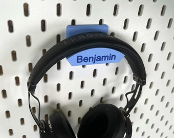 Personalized Skadis Headphone Holder - Custom Uppspel Headphone Hook - Ikea Pegboard Headphone Holder - 144 Different Color Combinations