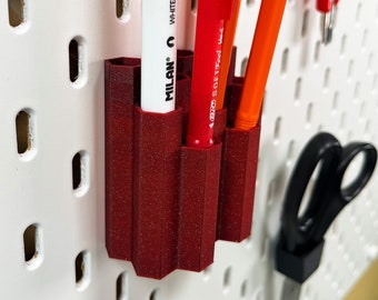 10 Pen Holder for Skadis - Ikea Pegboard Pen Organizer - Also works with pencils, brushes and other stationary