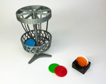 Mini Disc Golf Basket Set - Mini Frisbee - Mini Disc Golf Game - Disc Golf Cake Topper - Man Cave Decor - Disc Golf Gifts - Gift for Dad