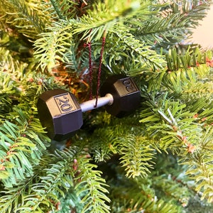Dumbbell Ornament for Bodybuilders, weightlifters, powerlifters, gym rats and personal trainers - Christmas 2024