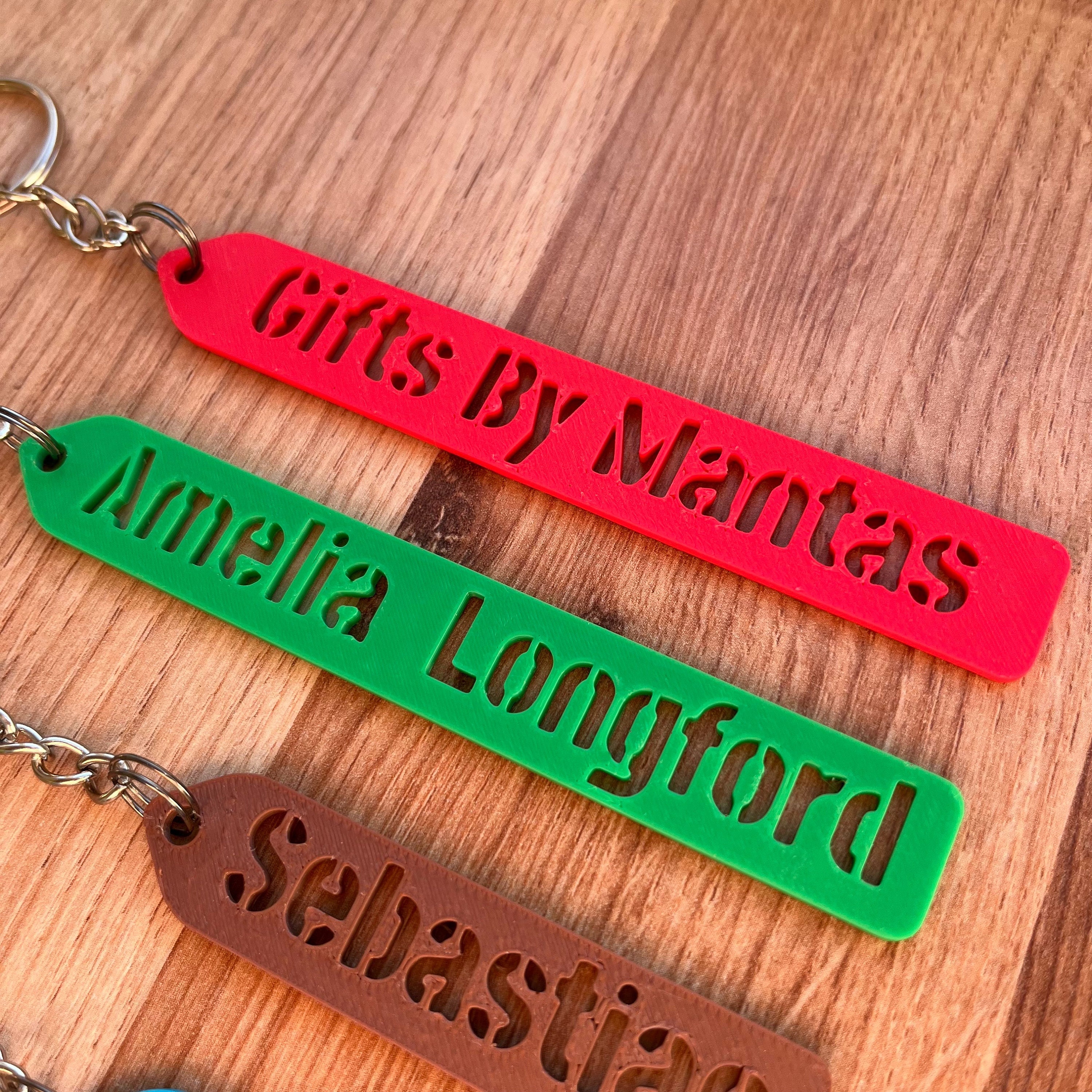 Personalized 3D Printed Keychain – Custom Text Stencil Font - Etsy