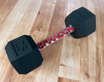 Full size Personalized Dumbbell - Gym Bro Gift Idea - Dumbbell With Name - Gift for Gym Rat, Bodybuilders, Weightlifters, Powerlifters