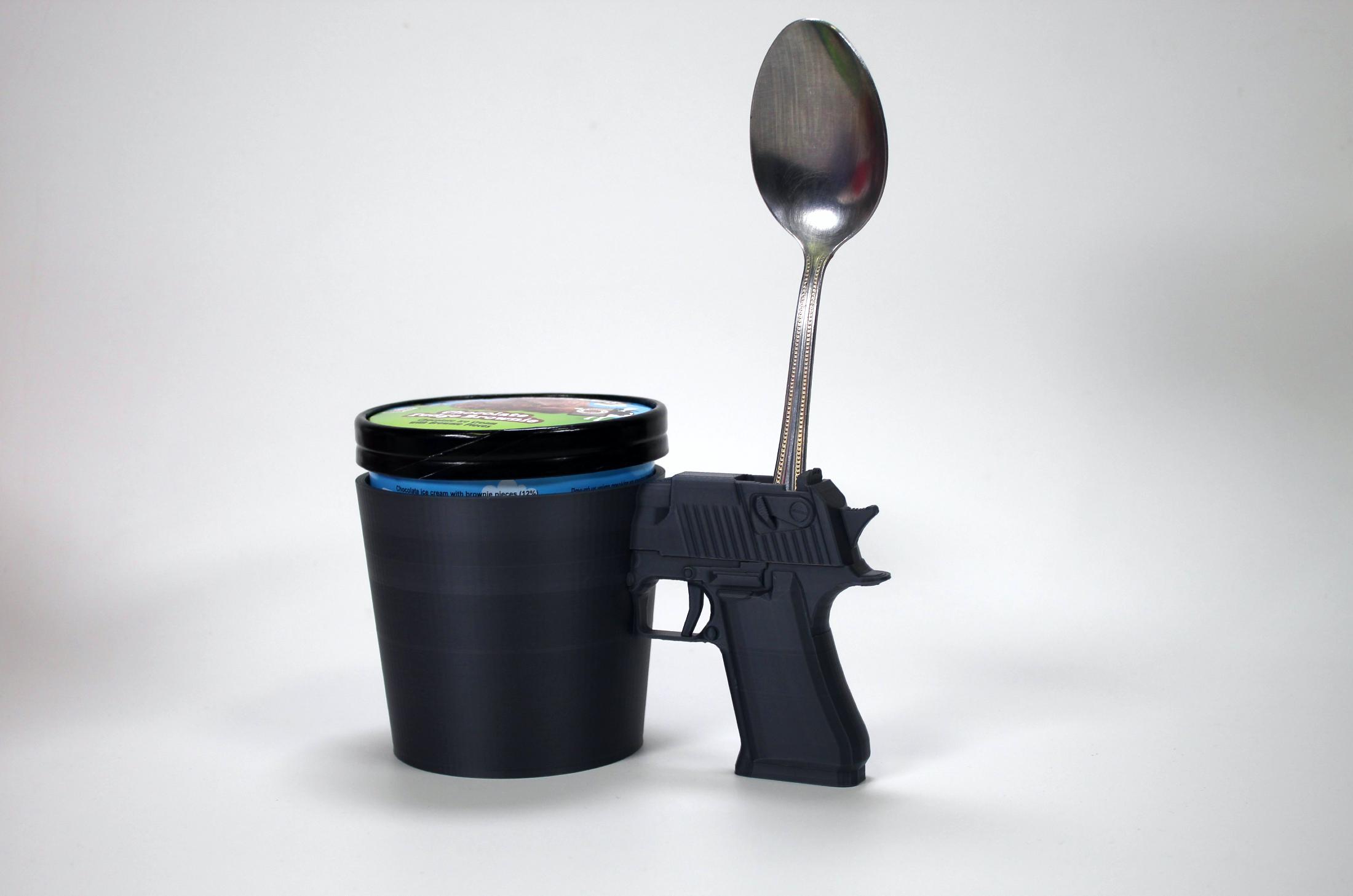 Gun Handle Ice Cream Cozie - Novelty Ice Cream Pint Holder - Insulated - Ice Cream Cozy + Spoon Slot - Ice Cream Tub Holder - Gift for Her