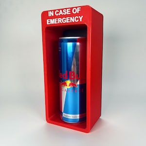 Breekglas in geval van nood Wanddisplay voor blikje energiedrank - grappig nieuwigheidscadeau - vitrine voor blikjes - blikje van 12 oz/16 oz