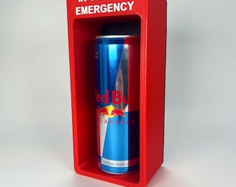 Break Glass in Case of Emergency Wall Display for Energy Drink Can - Funny Novelty Gift - Display Case for Cans - 12oz/16oz Can Stand