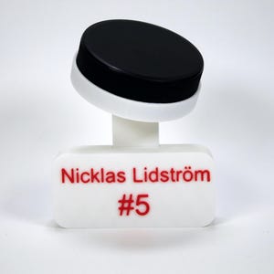 Vitrina de hockey sobre hielo personalizada - Soporte para disco de hockey personalizado - Estante de exhibición con nombre personalizado - Regalo para entrenador - Regalo para coleccionistas de discos