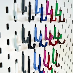 6-Pack IKEA Skadis Hooks - 6 Different Styles - Large and Small Hooks - 12 Unique Colors - Uppspel Hooks - Ikea Pegboard Skadis Accessory