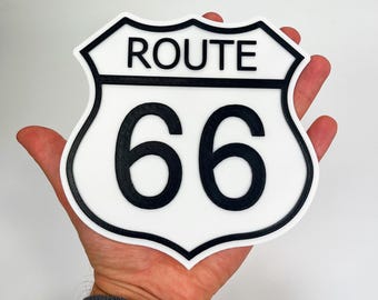 Route 66 Sign Wall Art - Route 66 Garage Decor - The Mother Road - Historic Route Wall Art - Black and White Road Sign - American Highway