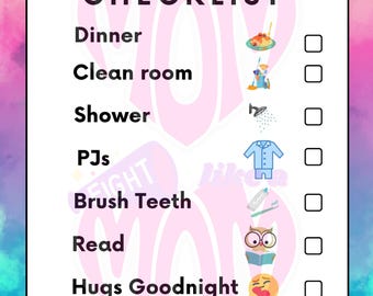 Checklists for Morning, Bedtime, and After School. 6 varieties. Instant Digital Download