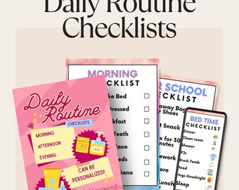 Checklists for Morning, Bedtime, and After School. 6 varieties. Instant Digital Download