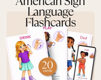 ASL Flashcards Printable | American Sign Language Communication Aids (Digital Download)