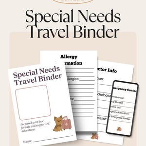 Pasta de Viagem para Pessoas com Necessidades Especiais | Kit de Informações Médicas e de Emergência (PDF para impressão)