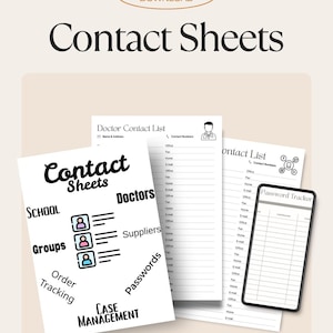 Tracker stampabile di contatti e password / Organizza contatti, gruppi e altro