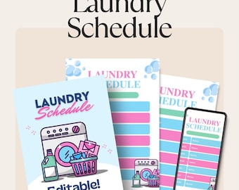 Laundry Schedule Printable | Editable Family Chore Chart | Pastel Bubbles Design | Fight Like A Mom Home Organization