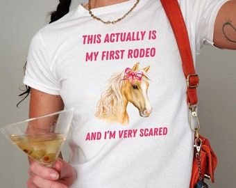 Mein erstes Rodeo Baby t-shirt 90er Jahre Stil Tshirt meme tshirt y2k ästhetisches lustiges Tshirt weiches Mädchen Tshirt Parodie 2000s Geschenk Cowgirl