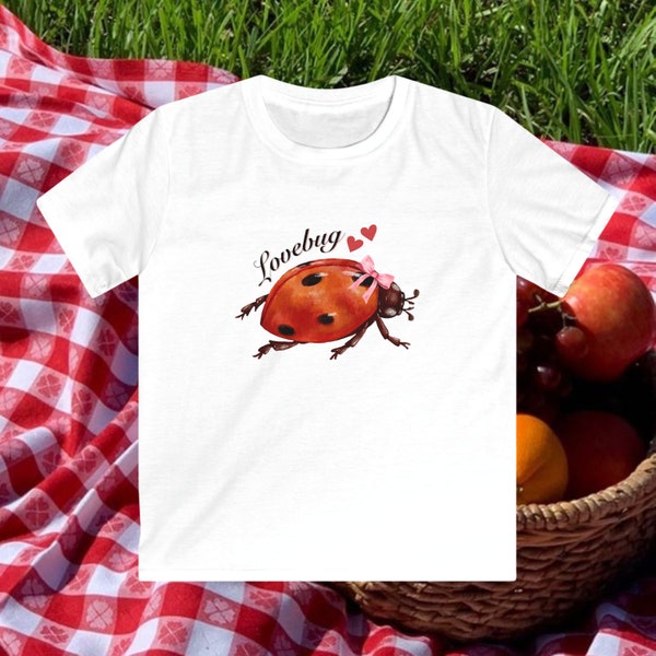 Lovebug Ladybug 90s Graphic Print Baby Tee | Pinterest Y2k Coquette Aesthetic Tshirt | Gift For Her | Bow Ribbon Girlcore