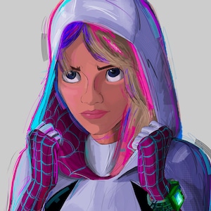 スパイダーグウェン　ダスティングウェン直筆画　サイン入り スパイダーグウェン ダスティングウェン直筆画 サイン入り