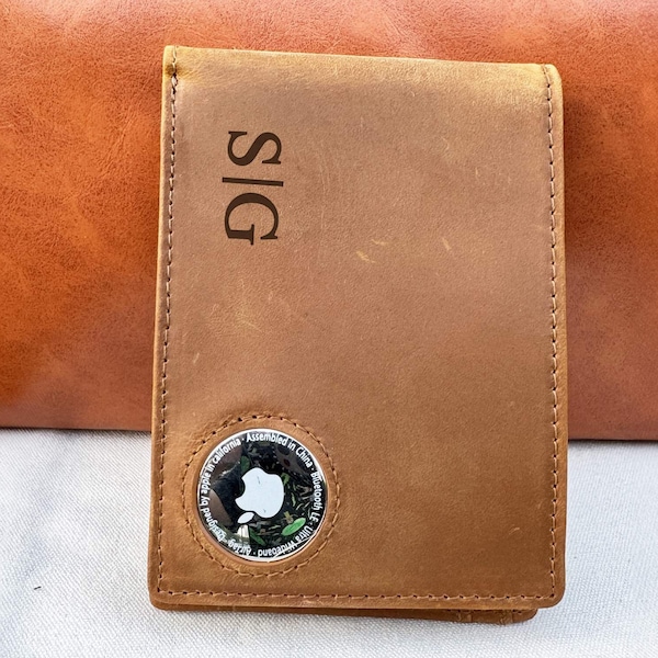Personalized Leather Airtag Wallet, Apple Air tag Wallet, Custom Wallet, Gift for Dad, Father's day Gift, Valentine's day gift, Gift for him